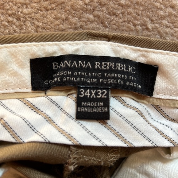 Banana Republic athletic taped chinos. Size 34 waist 32 length. Dark tan. - Picture 2 of 4